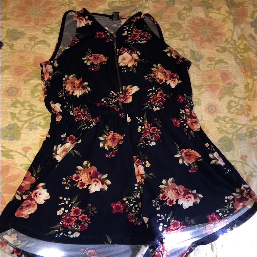 Floral navy romper